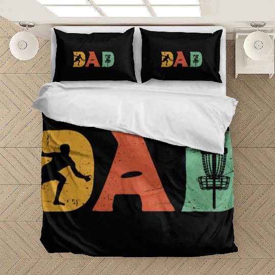 Mens Funny Disc Golf Dad Retro Fathers Day Bedding Sets
