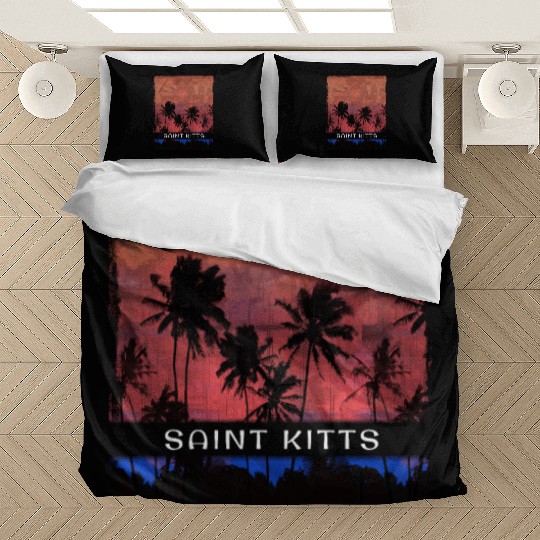 Saint Kitts Caribbean Vacation Souvenir Palm Tree Bedding Sets