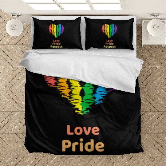 Love Pride Respect. Rainbow Heart For Oslo Bedding Sets