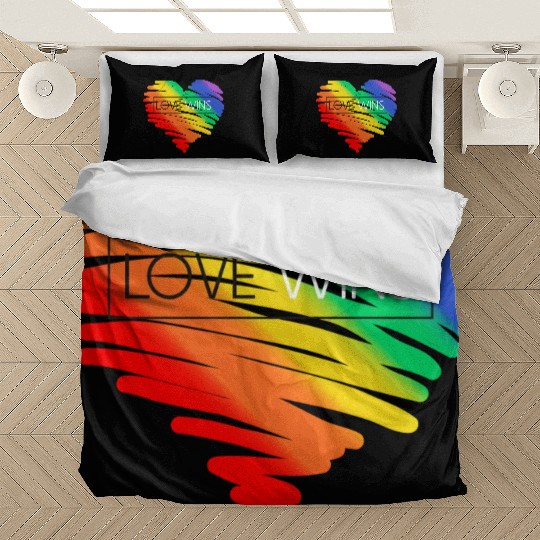 LGBT Rainbow Heart Love Wins Gay Lesbian Trans Bi Bedding Sets