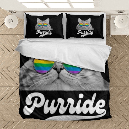 Funny Cat LGBT Sunglasses Rainbow Flag Gay Pride Bedding Sets