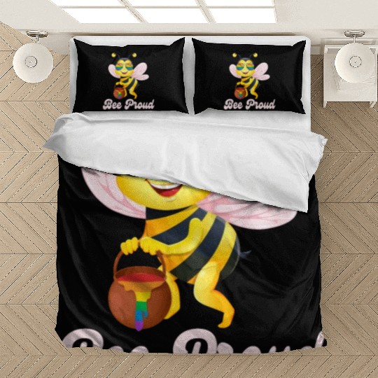 Proud Bee LGBTQ Pride Rainbow Flag Honey Bedding Sets