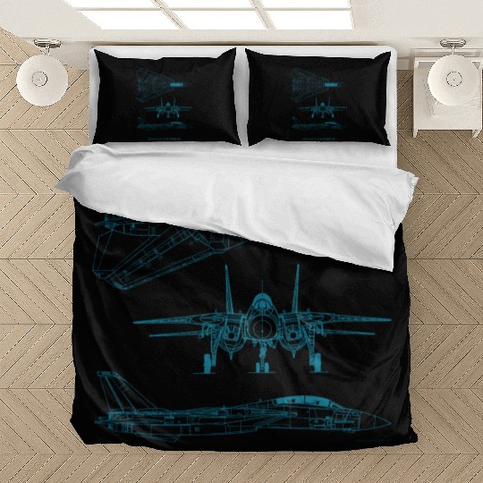 F-14 Tomcat Jet Fighter Blueprint Bedding Sets