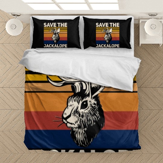Save The Jackalope , Vintage Retro Camping Lover Bedding Sets