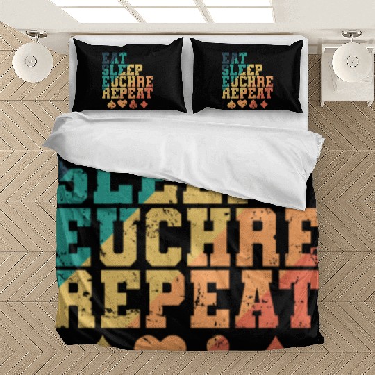 Eat Sleep Euchre Repeat Deck of Cards playing Card Bedding Sets