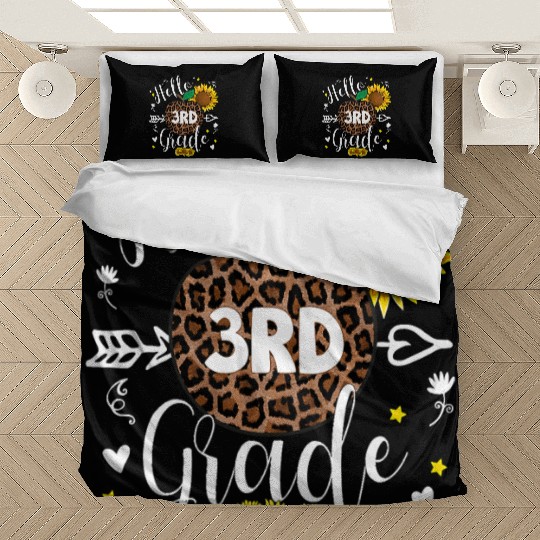 3rd Grade Back To School Leopard Print Sunflower Bedding Sets