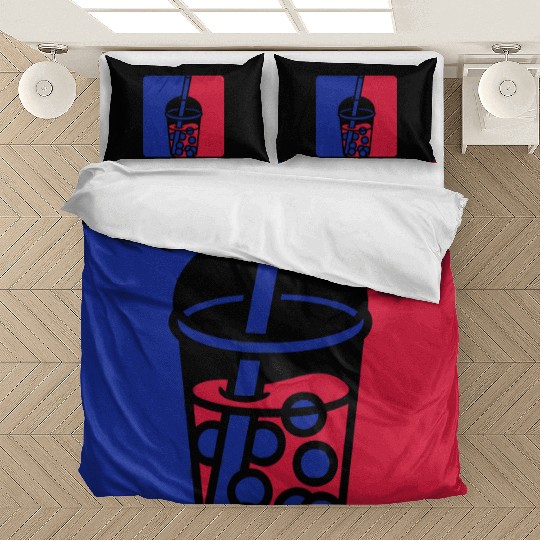 Blue red bubble tea Bedding Sets