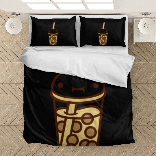 face bubble tea comic Bedding Sets