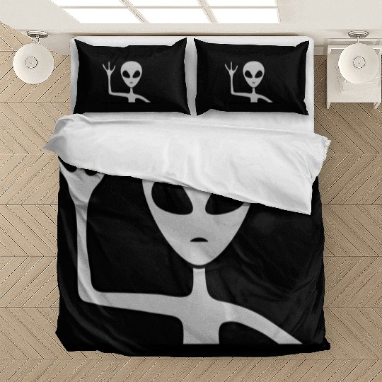 Gray male alien waving Bedding Sets