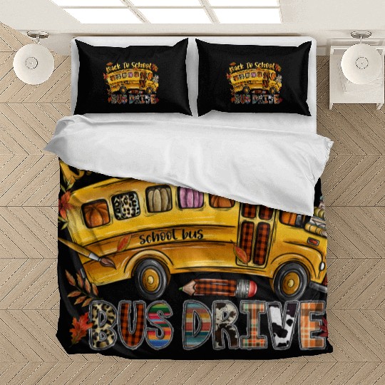Back To School Bus Drive Bedding Sets