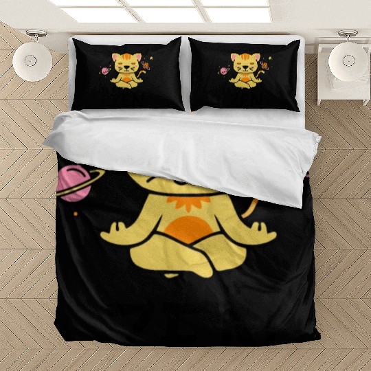 zen yoga cat space meditation sport training Bedding Sets