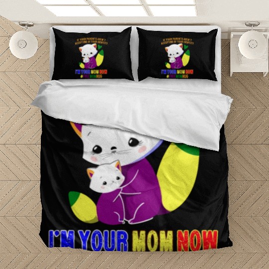 Free Mom Hugs Proud Mama Cat and Kitten Pride Bedding Sets