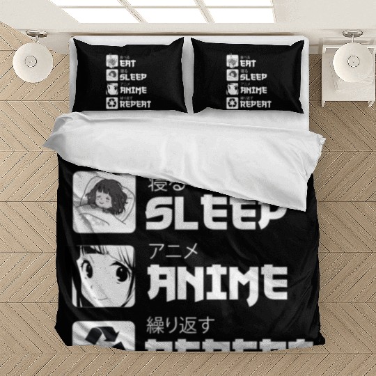 Awesome Anime Eat Sleep Anime Repeat Teenager Bedding Sets