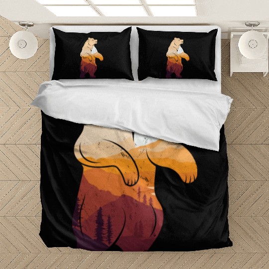 Mountain Silhouette Bear Wilderness Camping Bedding Sets