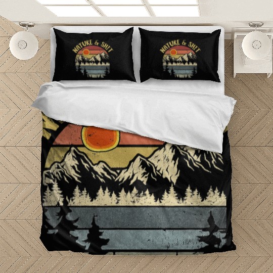 Nature And Shit Vintage Mountains Hiking Camping Bedding Sets