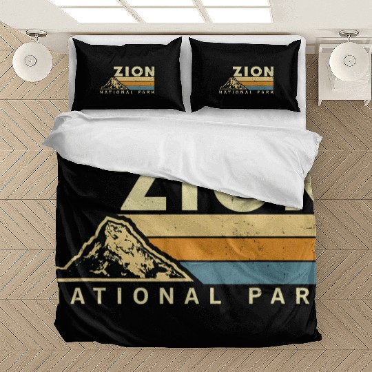 Retro Zion National Park US Vintage Utah Adventure Bedding Sets