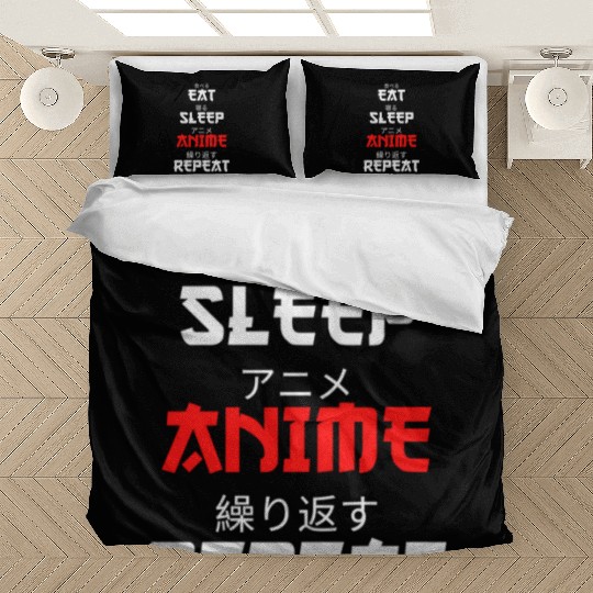 Japanese Anime Manga Otaku Eat Sleep Anime Repeat Bedding Sets