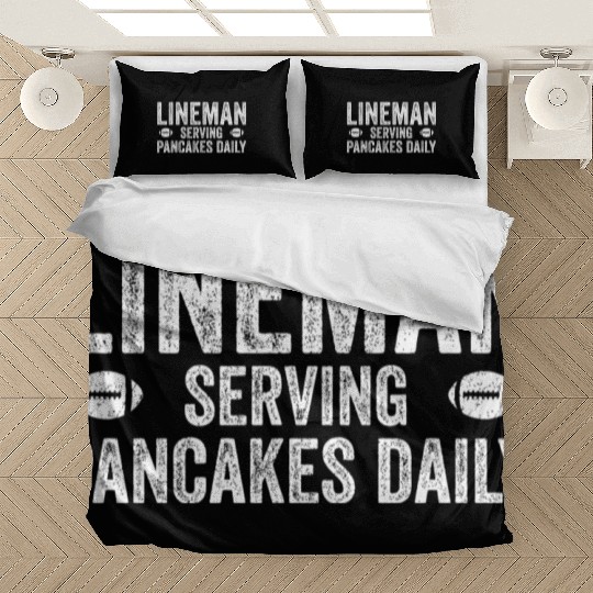 Football Lineman Serving Pancakes Daily Bedding Sets