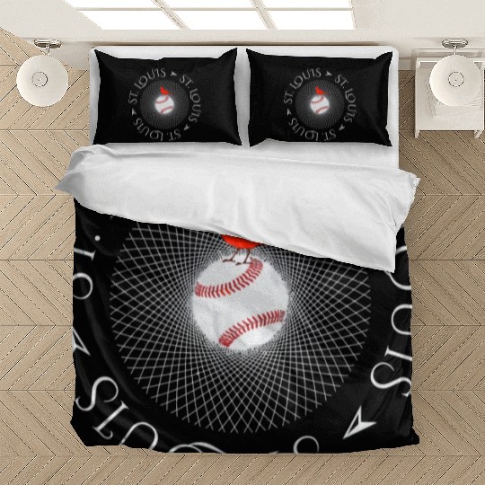 Saint Louis Red Cardinal Circle Font 2019 Bedding Sets