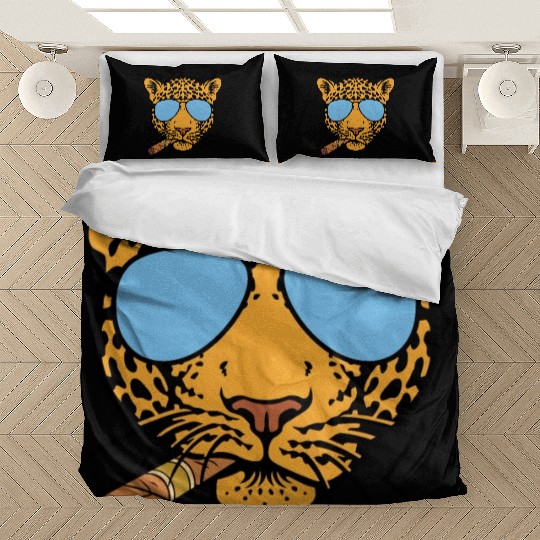 Jaguar with aviator sunglasses and Cuban cigar Bedding Sets