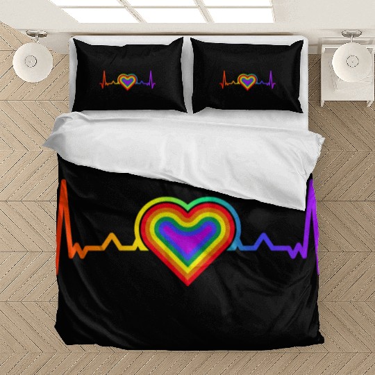 Rainbow Heart LGBTQ Lesbian Gay Pride Bedding Sets