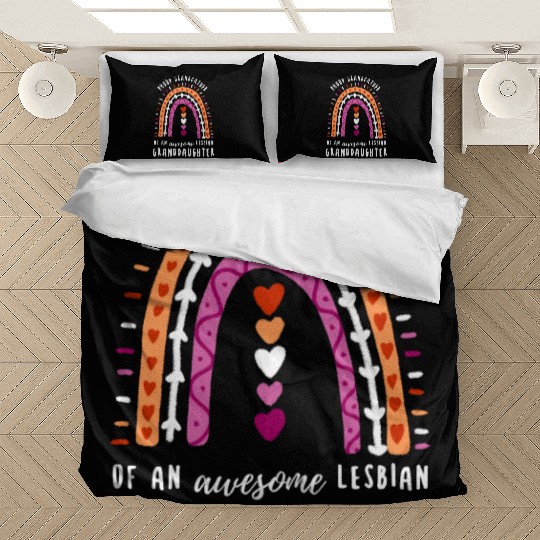 Proud Grandfather Lesbian Granddaughter Rainbow Bedding Sets
