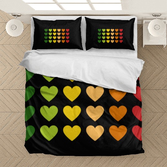 Hearts - Autumn Gradient, Green to Red Bedding Sets