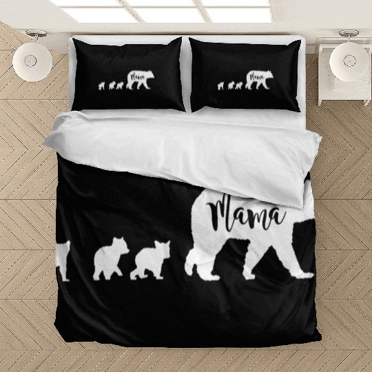 Mama Bear With 3 Three Cubs Fun Mom Mother Bedding Sets