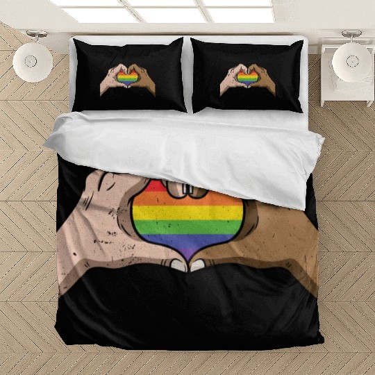 LGBT Rainbow Heart Gay Pride Lesbian Equality Gift Bedding Sets