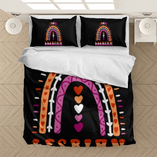 Proud Lesbian Pride Boho Rainbow Bedding Sets