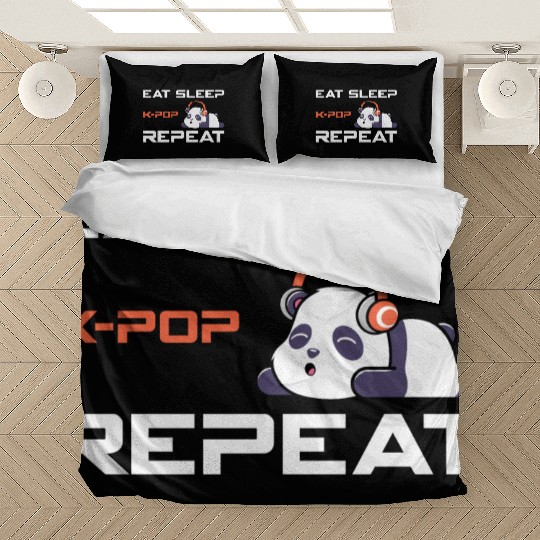 eat sleep k-pop, k pop music, korean pop music Bedding Sets