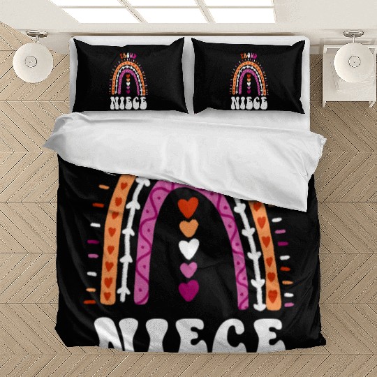 Proud Niece Lesbian Pride Boho Rainbow Bedding Sets