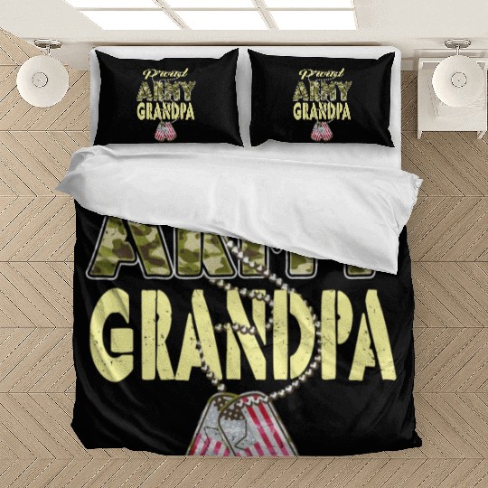 Proud Army Grandpa Camo Us Dog Tag Military Grandf Bedding Sets