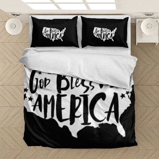 God Bless America USA Map Patriotic 4th of Julygod Bedding Sets
