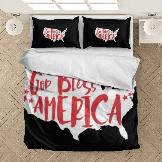 God Bless America USA Map Patriotic 4th of Julygod Bedding Sets
