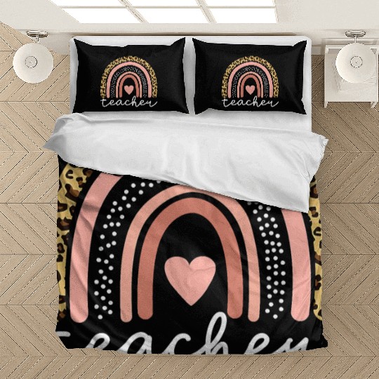 Boho Teacher Rainbow Leopard Teacher Appreciation Bedding Sets
