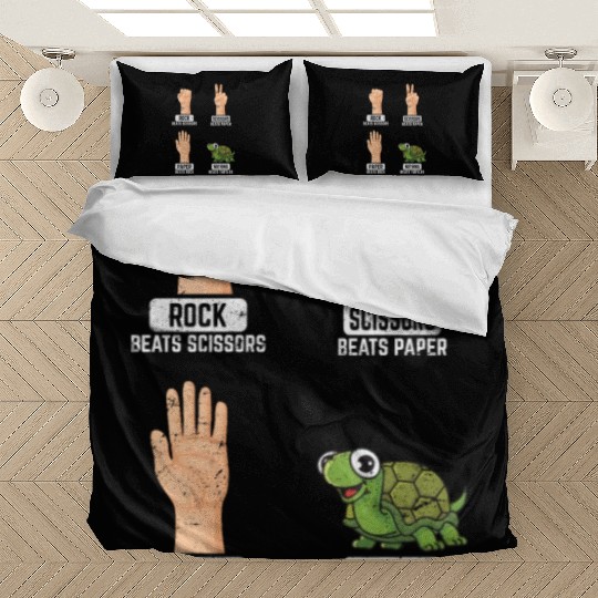 Rock Paper Scissors Nothing Beats Turtles Funny Tu Bedding Sets