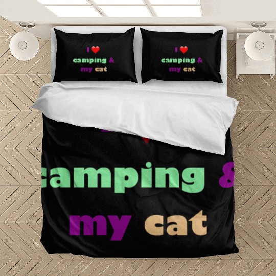 camping and my cat is my best habits Bedding Sets
