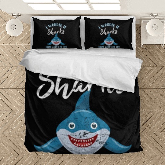 I Wonder If Sharks Think About Me Too Funny Shark Bedding Sets