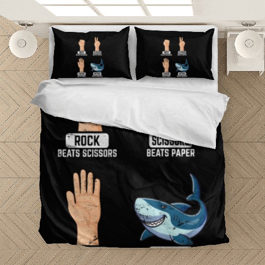 Rock Paper Scissors Nothing Beats Sharks Funny Sha Bedding Sets