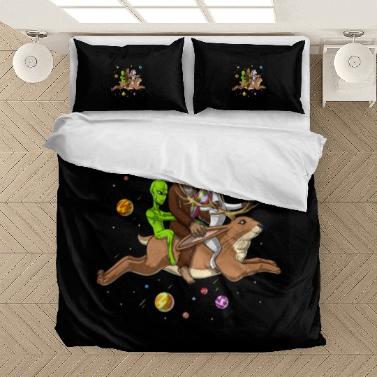 Alien Bigfoot Unicorn Riding Jackalope Bedding Sets
