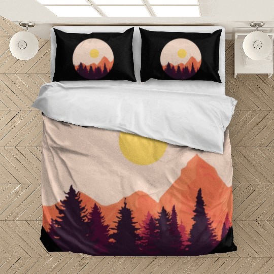 sunset horizon mountains Bedding Sets