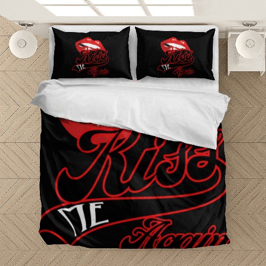 Kiss Me Again Sexy Lip Redline Swoosh Graphic. Bedding Sets