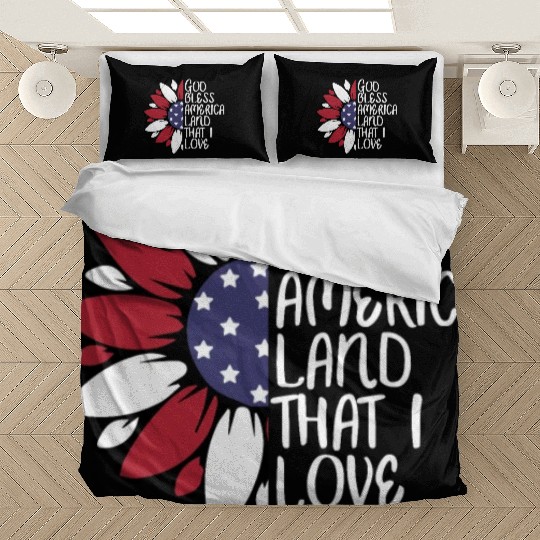 God Bless America Sunflower God Bless USA Bedding Sets