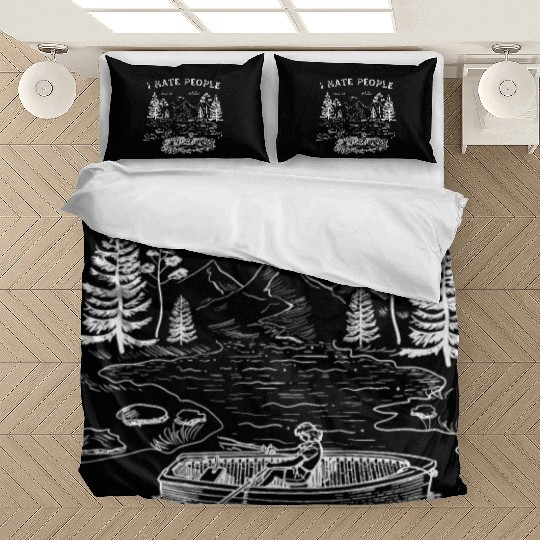I love boating i hate people Bedding Sets