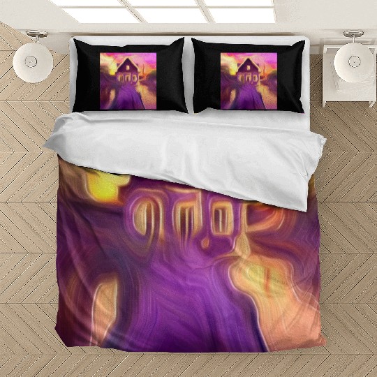 sunset house digital art abstract painting Bedding Sets