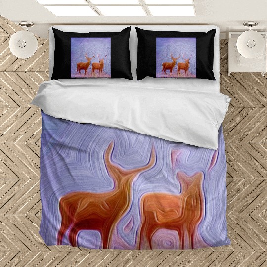 too deer digital art abstract painting Bedding Sets