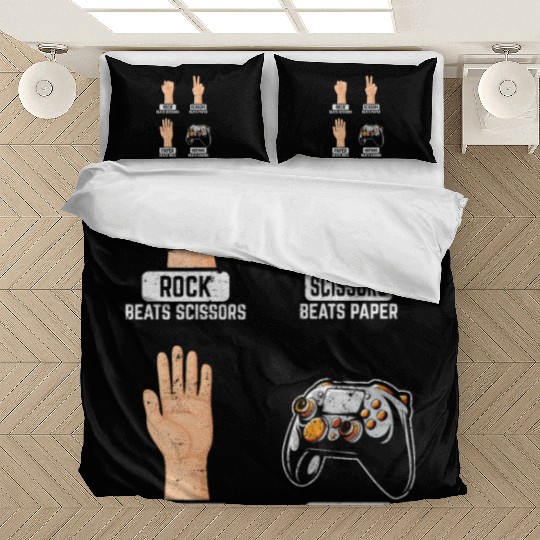 Rock Paper Scissors Nothing Beats Gaming Funny Gam Bedding Sets