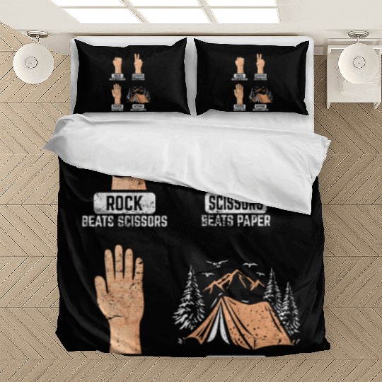 Rock Paper Scissors Nothing Beats Camping Funny Ca Bedding Sets