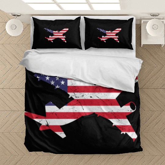 American Flag Airplane Stars And Stripes Bedding Sets